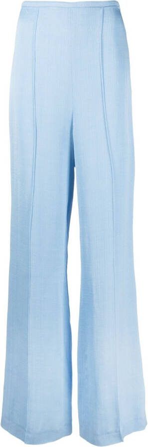 Róhe Plooibroek met wijde pijpen Blauw