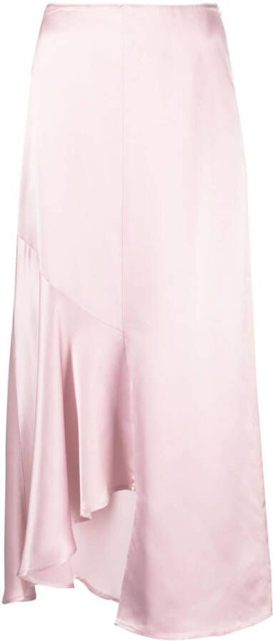 Róhe Midi-rok met satijnen afwerking Roze