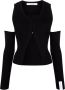 Rokh Vest met uitgesneden detail Zwart - Thumbnail 1