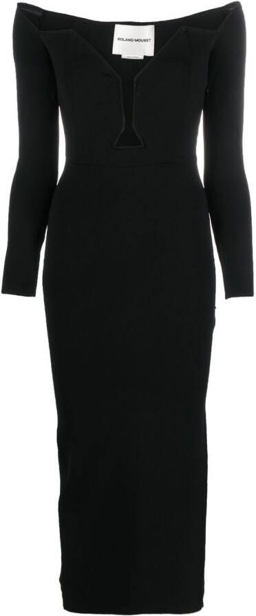 Roland Mouret Maxi-jurk met V-hals Zwart