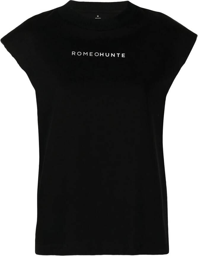 ROMEO HUNTE T-shirt met schoudervullingen Zwart
