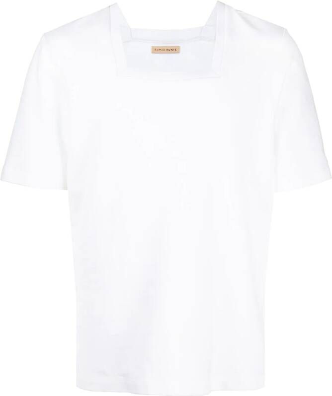 ROMEO HUNTE T-shirt met vierkante hals Wit