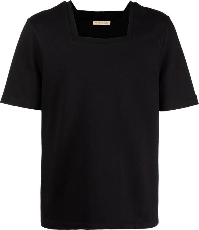 ROMEO HUNTE T-shirt met vierkante hals Zwart