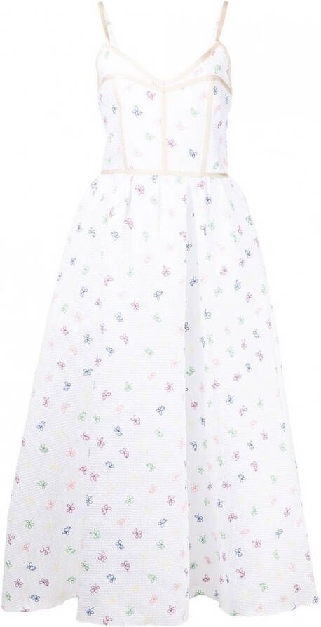 Rosie Assoulin Shiftjurk met geborduurde bloemen Wit