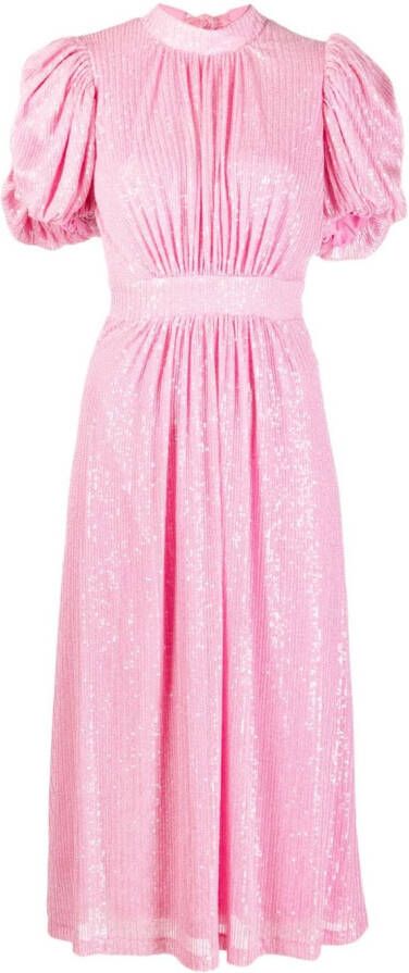 ROTATE Midi-jurk verfraaid met pailletten Roze
