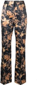 ROTATE abstract-print satin trousers Zwart