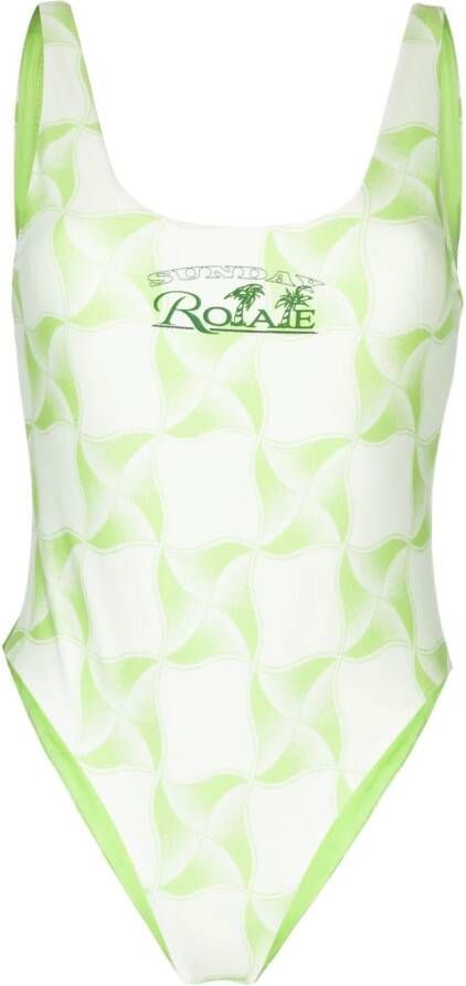 ROTATE Badpak met logoprint Groen