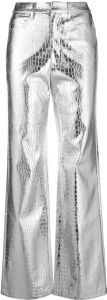 ROTATE crocodile-effect metallic trousers Zilver