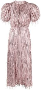 ROTATE Midi-jurk met pofmouwen Roze