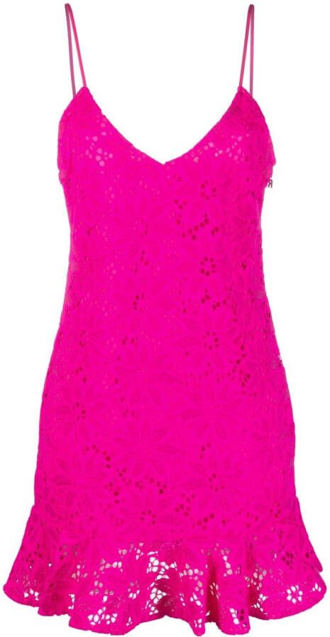 ROTATE BIRGER CHRISTENSEN Mini-jurk met bloemenkant Roze