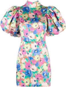 ROTATE Mini-jurk met bloemenprint Groen