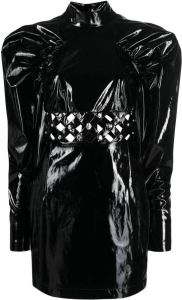 ROTATE high-shine finish long-sleeve dress Zwart