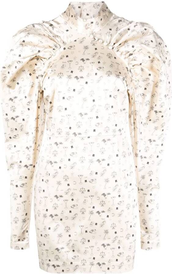 ROTATE BIRGER CHRISTENSEN Jurk met pofmouwen Beige