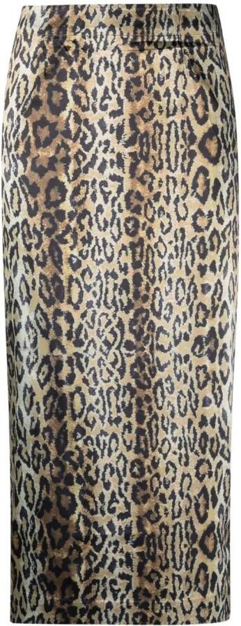 ROTATE BIRGER CHRISTENSEN Kokerrok met dierenprint Beige