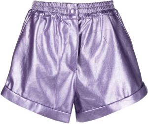 ROTATE metallic elasticated shorts Paars