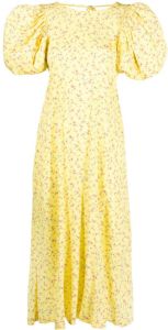 ROTATE Midi-jurk met bloemenprint Geel