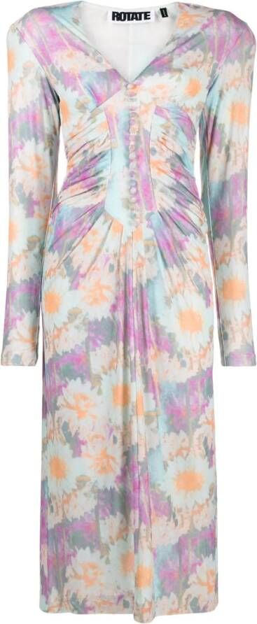 ROTATE BIRGER CHRISTENSEN Midi-jurk met bloemenprint Roze