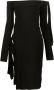 ROTATE BIRGER CHRISTENSEN Midi off-shoulder jurk Zwart - Thumbnail 1