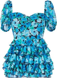 ROTATE Mini-jurk met bloemenprint Blauw