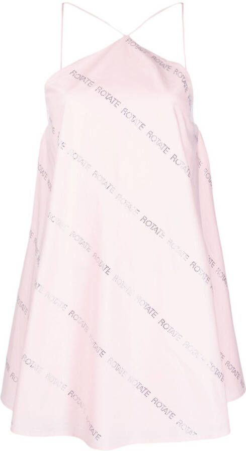 ROTATE BIRGER CHRISTENSEN Mini-jurk met logo van stras Roze