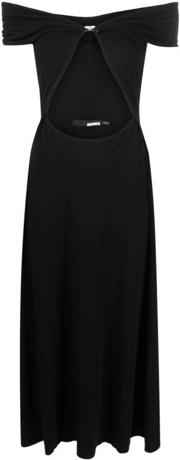 ROTATE BIRGER CHRISTENSEN Off-shoulder jurk Zwart