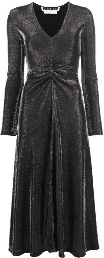 ROTATE BIRGER CHRISTENSEN Midi-jurk met V-hals Zwart