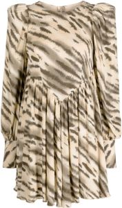 ROTATE zebra-print long-sleeve minidress Beige