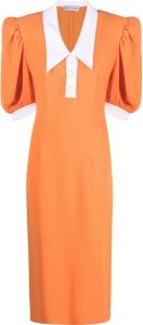 Rowen Rose Midi-jurk met pofmouwen Oranje
