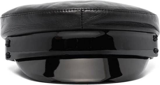 Ruslan Baginskiy Black leather baker boy cap Zwart