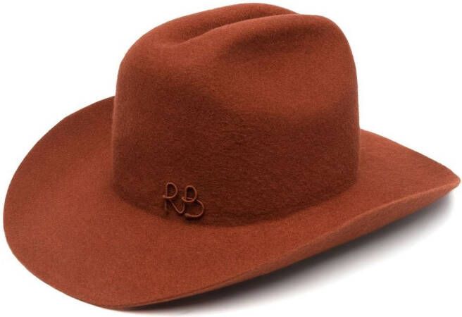 Ruslan Baginskiy Fedora hoed met geborduurd logo Bruin