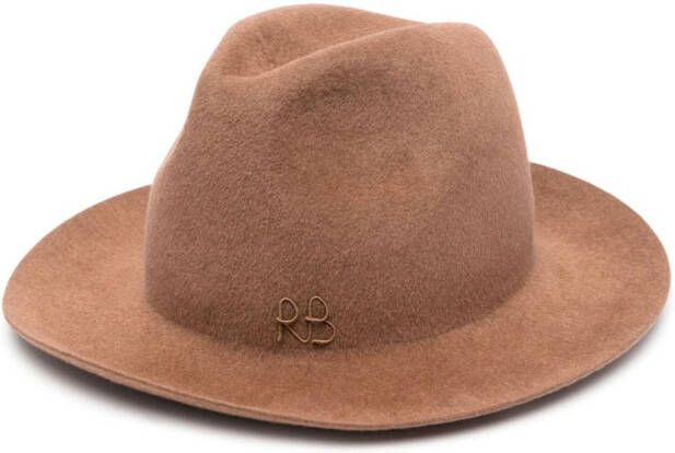 Ruslan Baginskiy Fedora hoed met geborduurd logo Bruin