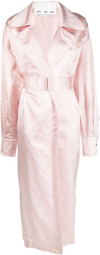 SA SU PHI Trenchcoat met ceintuur Roze