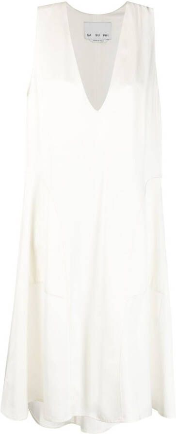 SA SU PHI Mouwloze maxi-jurk Beige