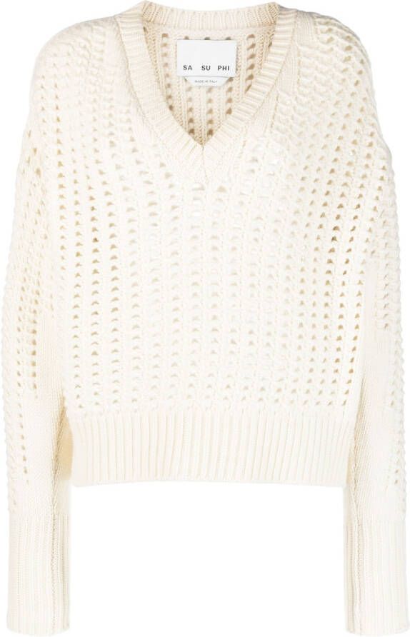 SA SU PHI Trui met V-hals Beige
