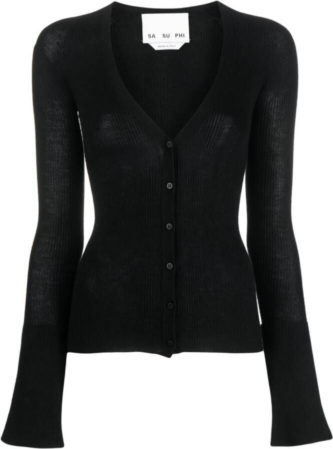 SA SU PHI Vest met V-hals Zwart
