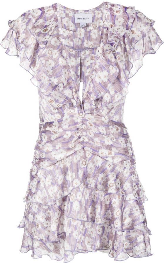 Sabina Musayev Mini-jurk met bloemenprint Paars