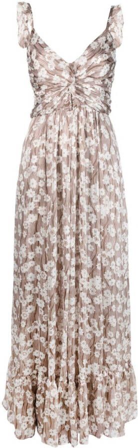 Sabina Musayev Maxi-jurk met bloemenprint Bruin