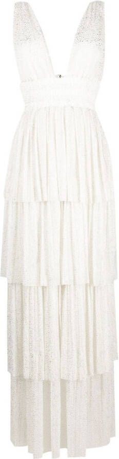 Sabina Musayev Maxi-jurk met ruches Wit