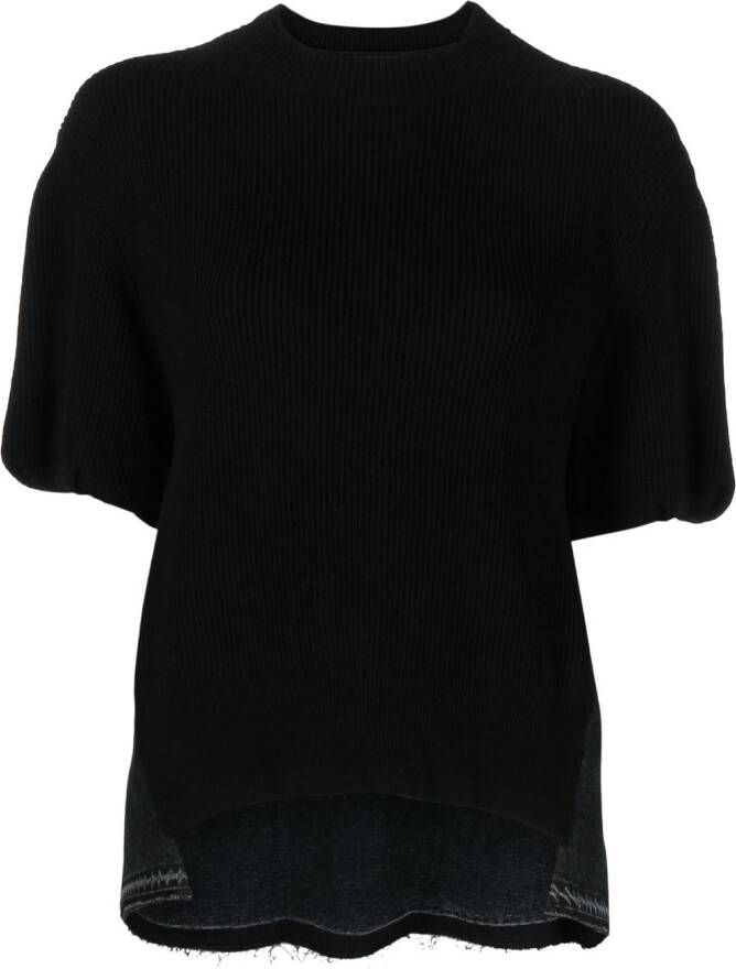 Sacai Asymmetrisch T-shirt Zwart