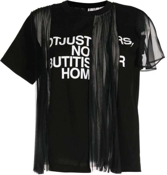 Sacai Asymmetrisch T-shirt Zwart