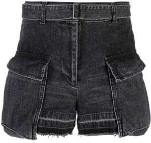 Sacai belted-waist high-waisted shorts Zwart