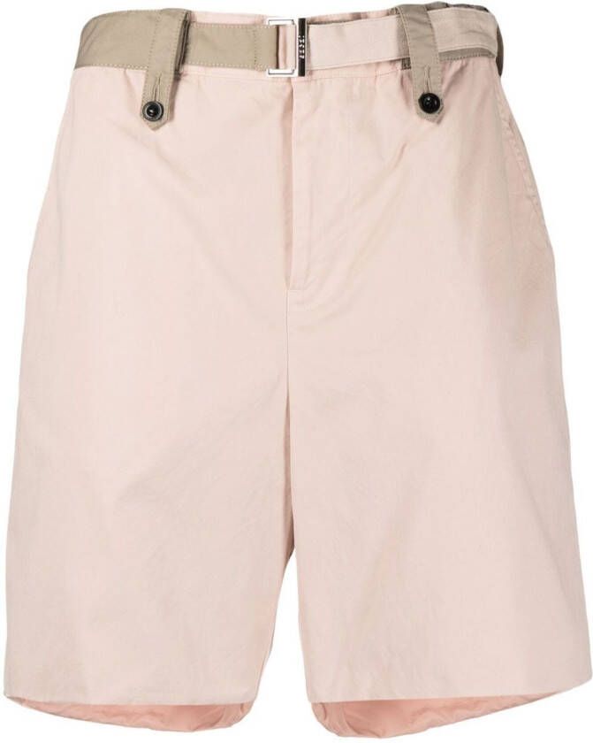 Sacai Bermuda shorts met ceintuur Roze