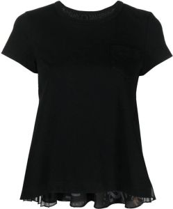 Sacai contrast-back cotton T-shirt Zwart