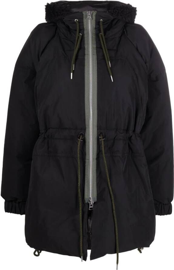 Sacai Parka met trekkoord capuchon Zwart