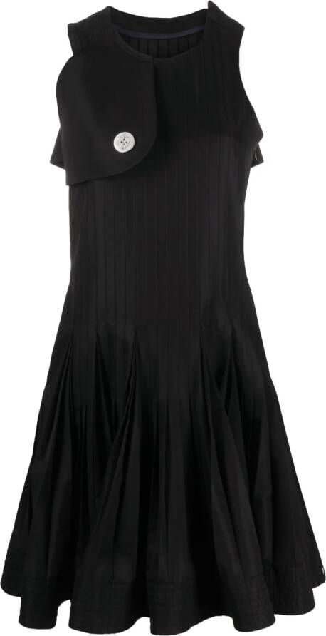 Sacai Geplooide midi-jurk Zwart