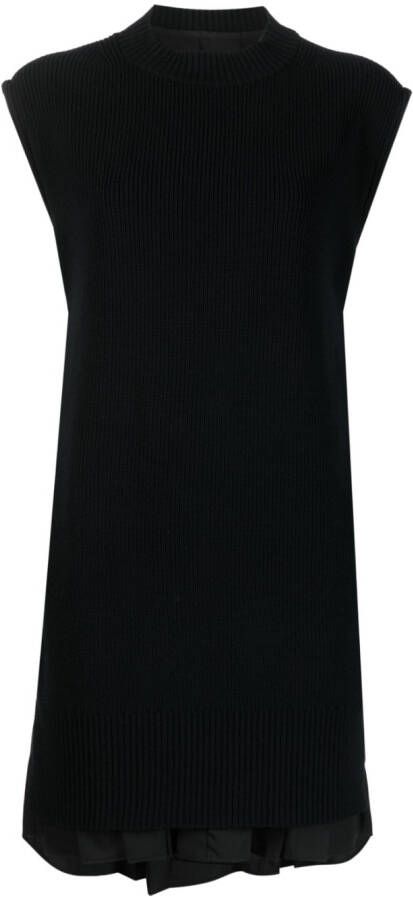 Sacai Geplooide mini-jurk Zwart