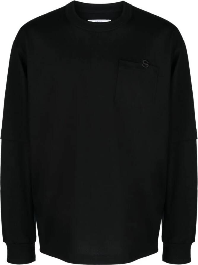 Sacai Sweater met geborduurd logo Zwart