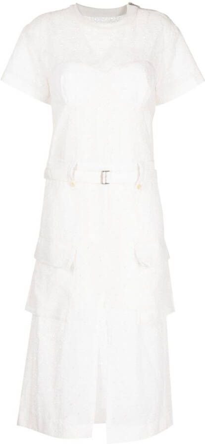 Sacai Mini-jurk met geborduurd logo Wit