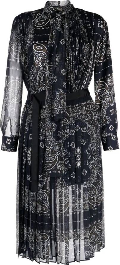Sacai Midi-jurk met paisley-print Blauw
