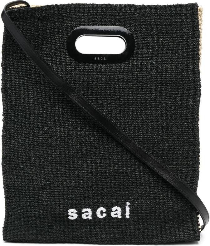 Sacai Shopper met geborduurd logo Zwart